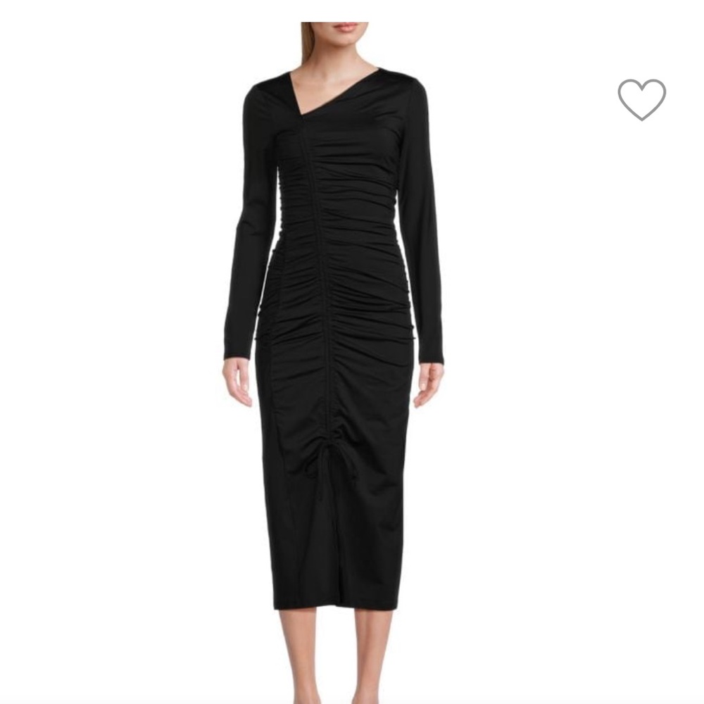 Rachel Parcell Asymmetrical Shirred Jersey Midi Dress S